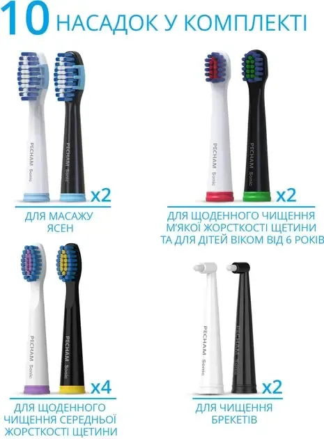 Набір звукових зубних щіток PECHAM Black and White Travel Set PC-084