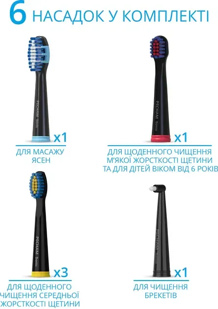Електрична зубна щітка Pecham Black Travel PC-085