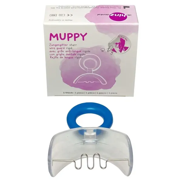 Вестибулярна пластинка Dr.Hinz Muppy з дротяною заслонкою OS/GU2 (синє кільце від 5 до 8 років)
