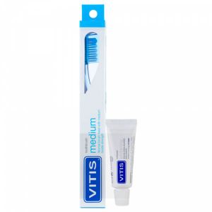 Зубна щітка Dentaid Vitis Medium + паста Dentaid Vitis Whitening (15 мл)