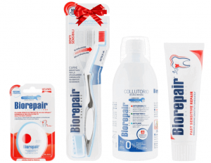 Набір Biorepair Позбавлення чутливості (ополіскувач, зубна паста, нитка + зубна щітка)