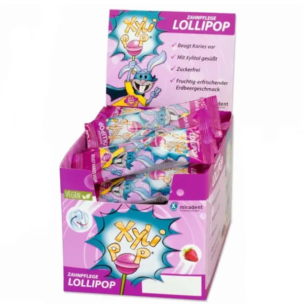 Льодяник на паличці Miradent XyliPOP Lolli полуниця
