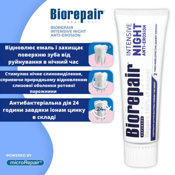 Зубна паста BioRepair інтенсивне нічне відновлення (75 мл)
