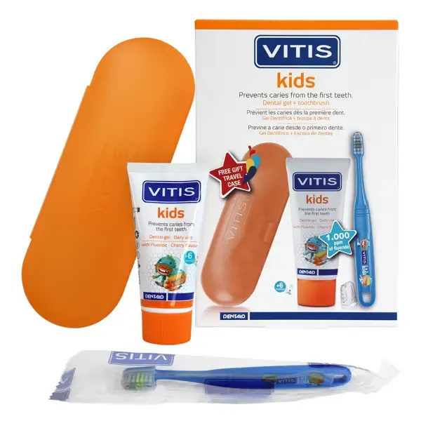 Дитячий набір Dentaid Vitis Kids: зубна паста-гель 50 мл, щітка та пенал