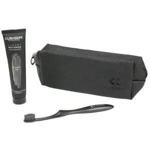 Набір Curasept Whitening Luxury Black (зубна паста 75 мл + щітка + косметичка чорний колір)