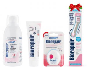 Набір Biorepair Захист ясен (ополіскувач, зубна паста, нитка + зубна щітка)