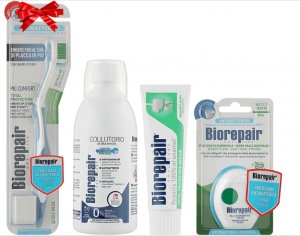 Набір Biorepair Досконалий захист (ополіскувач, зубна паста, нитка + зубна щітка)